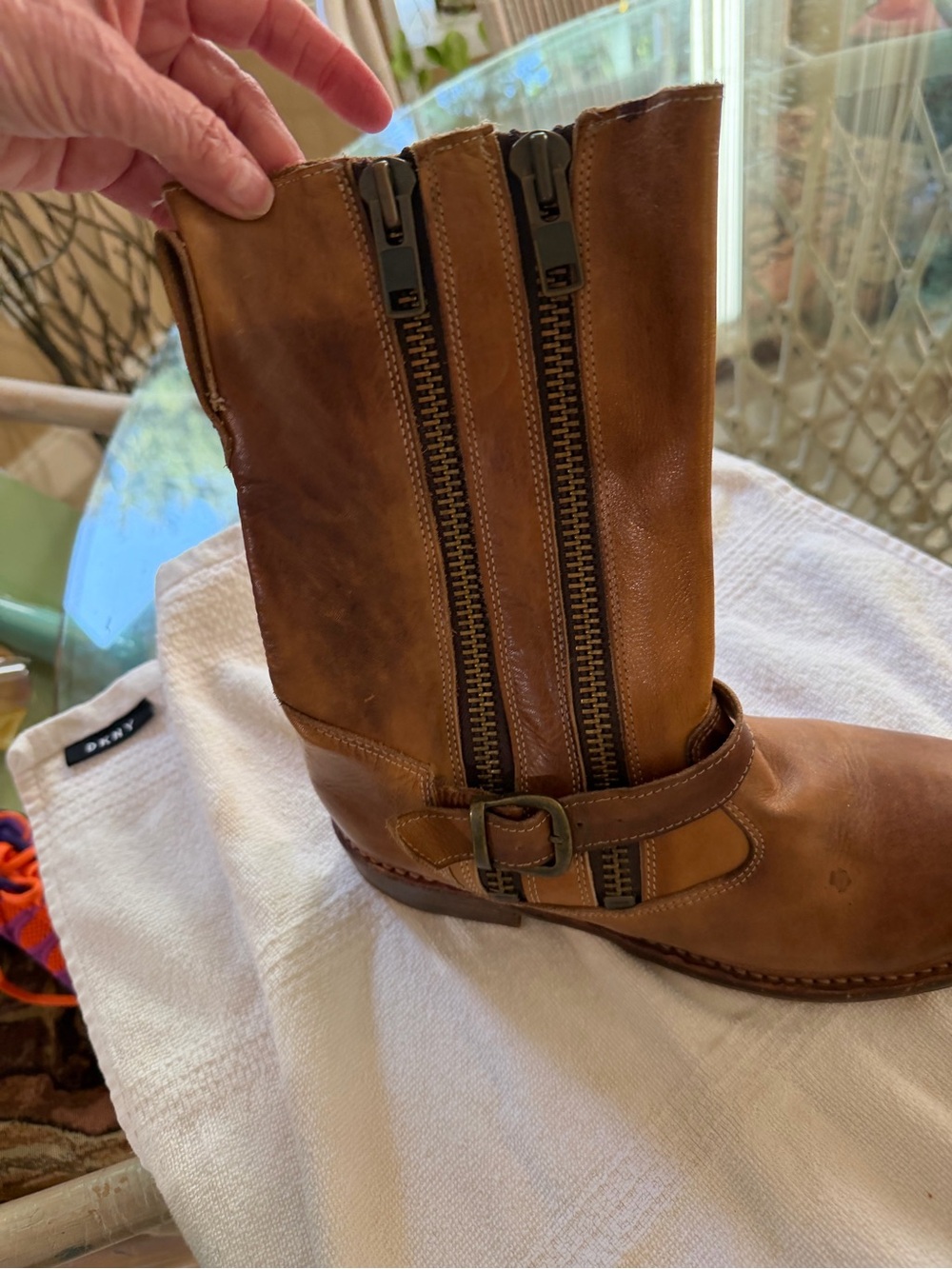 Bed|Stu Brown Leather Combat Moto Boots - Picture 3 of 6
